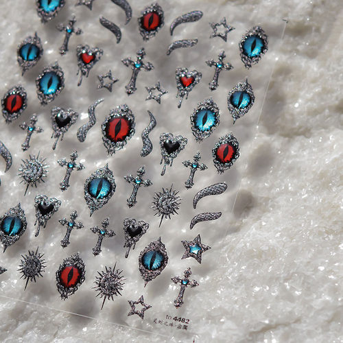 十字蛇眼美甲贴纸tomoni浮雕装饰