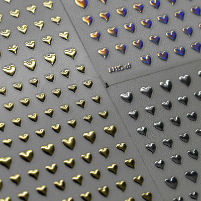 烫金镭射银色小爱心美甲贴tomoni