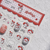 晶钻美乐蒂美甲贴纸tomoni浮雕5d可爱卡通小孩儿童指甲贴纸装 饰品