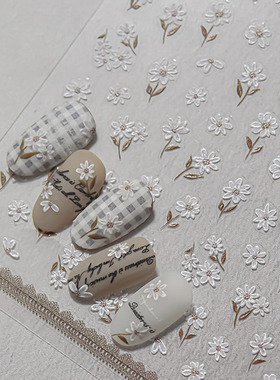 黄色茶花美甲贴纸tomoni浮雕 背胶5d网红ins日系爆款指甲贴纸装饰