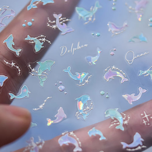 贝壳光梦幻海豚美甲贴tomoni装饰