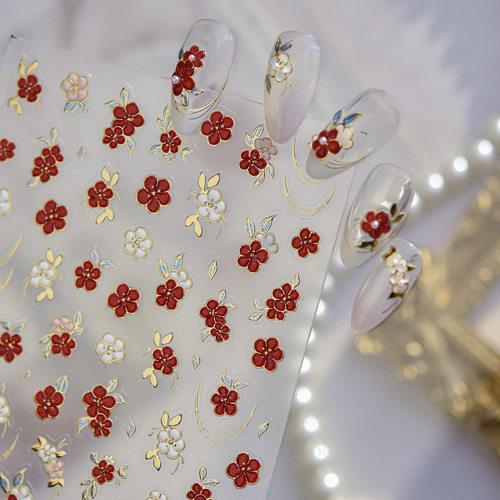 果冻金丝绒花美甲贴纸新款装饰品