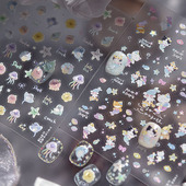 人鱼猫猫美甲贴纸浮雕新款 3d立体5d可爱萌宠物小章鱼指甲贴纸装 饰