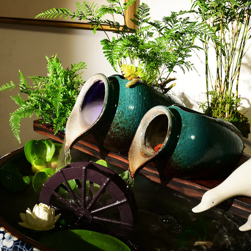 风水轮流水摆件造景循环装饰配件