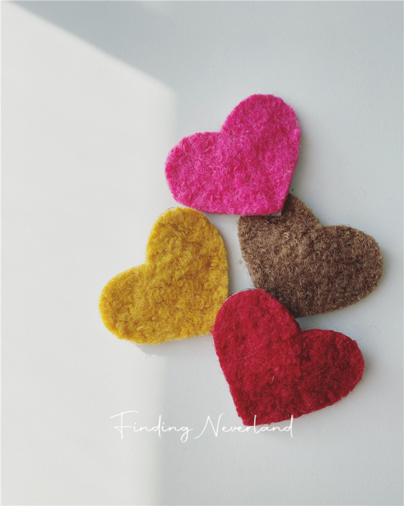 【findingneverland】韩国进口羊毛桃心儿童发夹 边夹