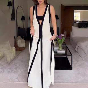 sexy dress european casual new contrast double and sided