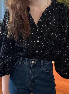 top mature light loose womens shirt chiffon dot polka