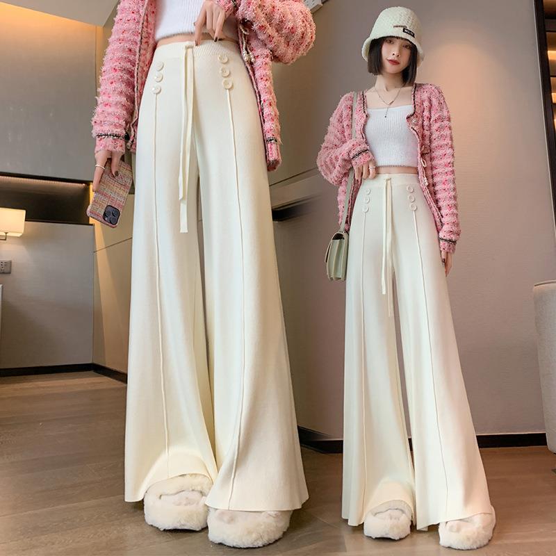 drapey wide-leg casual pants women pants mopping waist