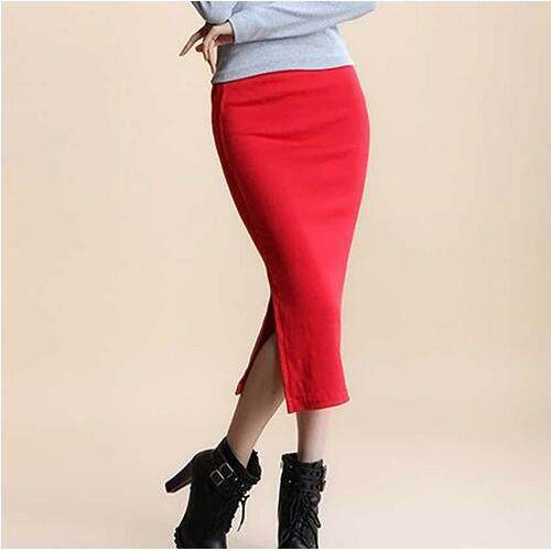 slits with skirt hip knitted color candy Multicolor skirt