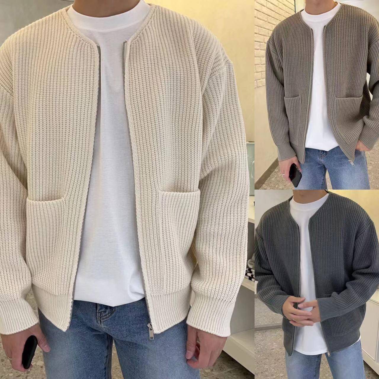 men spring autumn warm cardigan zipper sweaters jackets