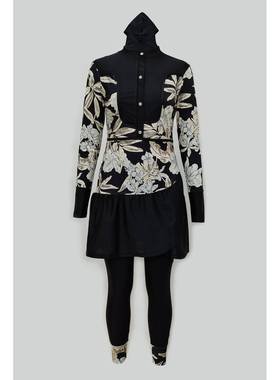 three-piece full coverage elastic sun swimsuit high