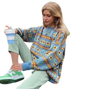 streetwear sweater men loose casual round-neck knitwear