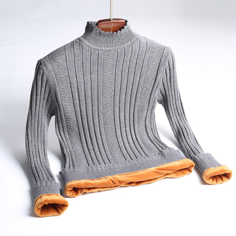 Plush sweater for women thickened half turtleneck slim fit