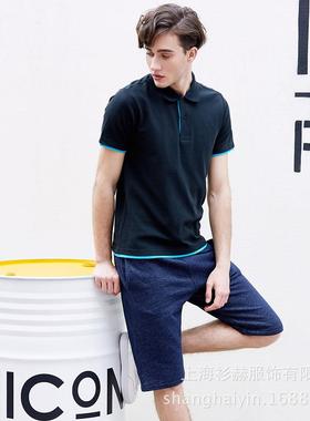 sleeveTT-shirts short lapel unisex shirt mens colorblocked