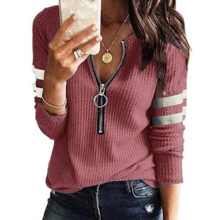 shirt casual oversize loose tee long zipper ladies tops