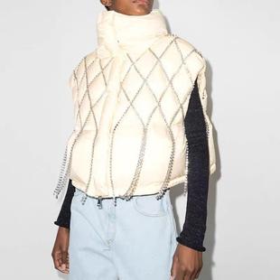 quilted diamond cotton loose decorated vest Hand-made