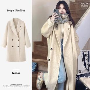 women long double-sided woolen coats retro loose female
