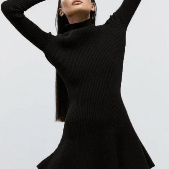 robes streetwear female winter autumn dresses ribbed neck