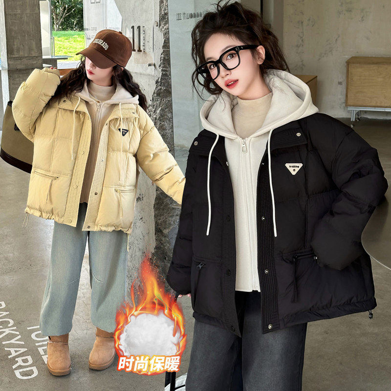 女大童冬装加厚棉衣2024新款洋派假两件连帽外套女孩冬季保暖棉服,个性定制/设计服务/DIY,棉服工装,淘宝优惠券,粉丝福利购,淘宝优惠卷