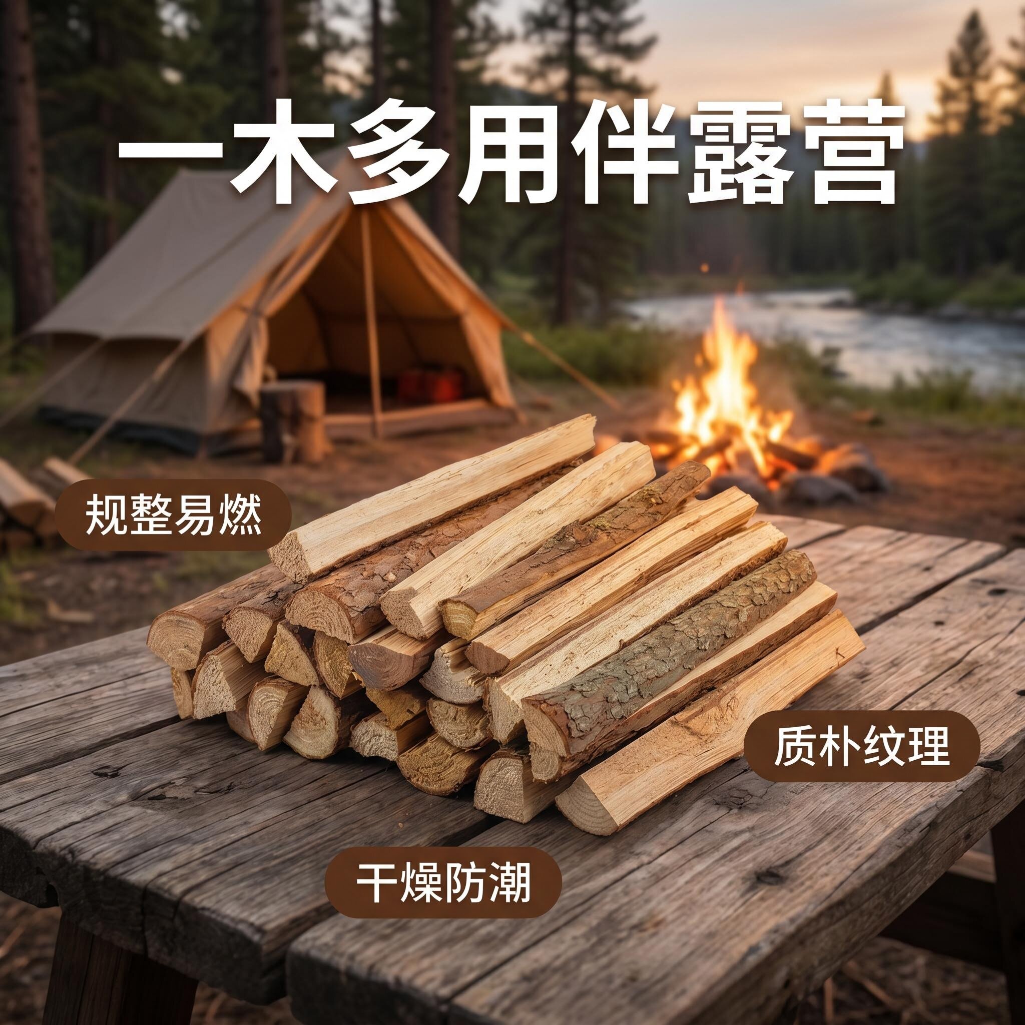 杉树枝劈柴摆件易引燃堆叠陈列