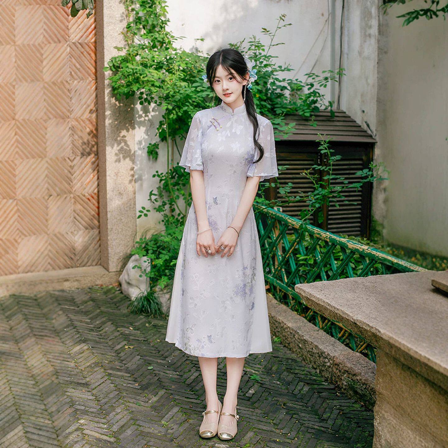 鸿韵梦夏季新款新中式奥黛旗袍女