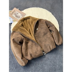 网图美式荔枝PU皮仿兔绒棉衣男女冬季百搭机车外套MT217-特P95，男装棉衣，星座1007（原301D）