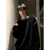 网图黑色圆领针织衫男款秋冬季拼接毛衣YM18-特P60，男装针织衫/毛衣，星座1007（原301D）