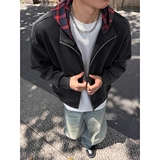 网图格子拼接连帽卫衣男女款复古假两件外套MY808-特P65，女装短外套，星座1007（原301D）