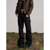 网图美式水洗弯刀刺绣牛仔裤男女宽松阔腿拖地长裤BA6079-特P48，男装牛仔裤，星座1007（原301D）