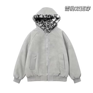 美拉德双面穿pu皮飞行夹克男美式机车服连帽外套SS60-特P100图片