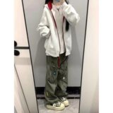 网图秋季宽松撞色拉链开衫卫衣情侣休闲连帽外套HT8802-特P40，女装短外套，星座1007（原301D）