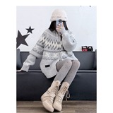 网图美式复古毛衣男圆领费尔岛提花慵懒风针织衫YM1973-特P55，男装针织衫/毛衣，星座1007（原301D）