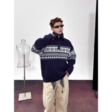 网图高领拉链古着毛衣男休闲撞色针织衫外套潮H2311-特P55，男装针织衫/毛衣，星座1007（原301D）