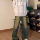 网图秋冬美式提花字母圆领男女毛衣宽松套头针织衫YM638-特P50，男装针织衫/毛衣，星座1007（原301D）