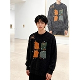 网图新款美式复古毛衣女秋冬款重工刺绣加厚宽松外套YM472-特P50，男装针织衫/毛衣，星座1007（原301D）