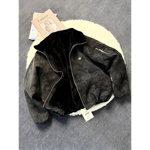 网图美式荔枝PU皮仿兔绒棉衣男女冬季百搭机车外套MT217-特P95，男装棉衣，星座1007（原301D）