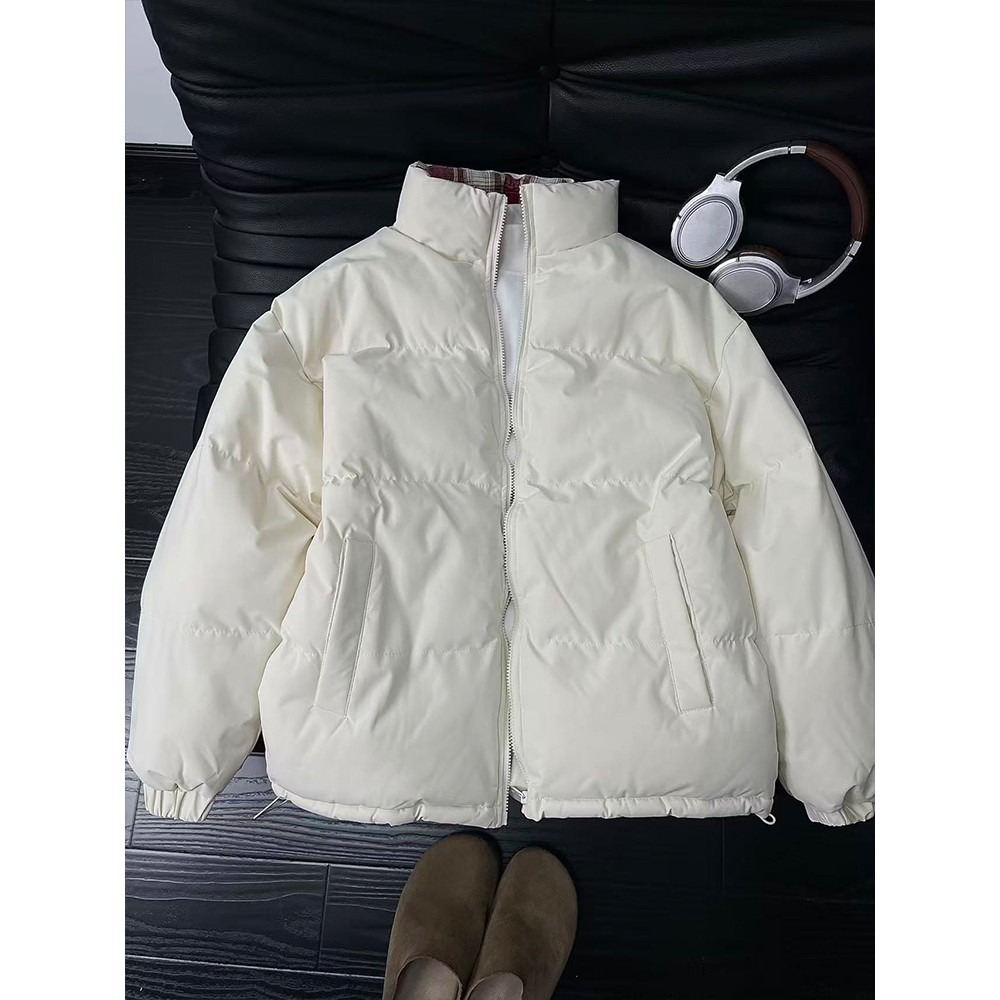 网图拼接格子棉服男女款冬季面包服美式无帽立领外套MY9977-特P49，男装棉衣，星座1007（原301D）