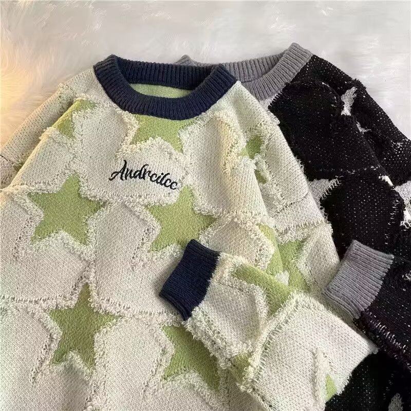 American Star Sweater Men's Women's Autumn and Winter Pullover Loose Couple Knit M55215-P52_voghion.com
