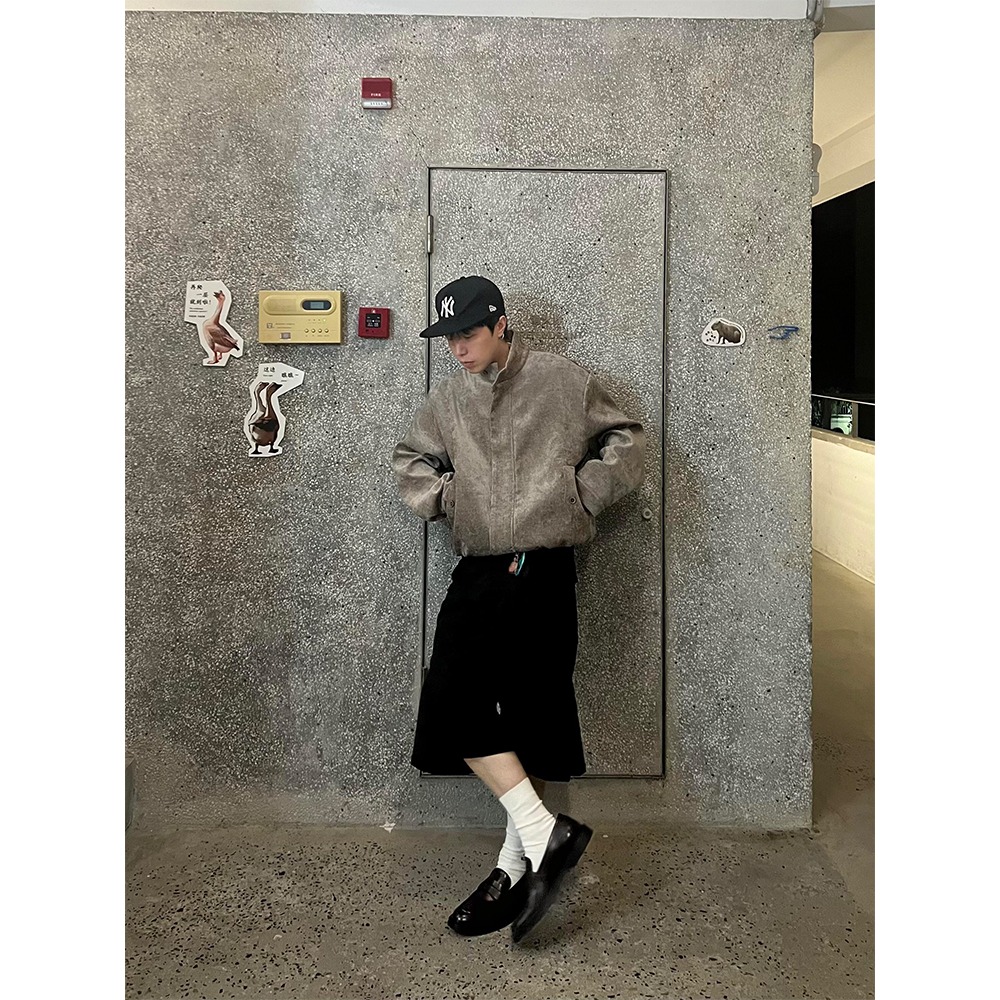 网图美式树纹肌理千鸟格外套男秋冬立领哈灵顿夹克JK6025-特P98，男装夹克，星座1007（原301D）