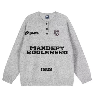 网图美式复古徽章毛衣秋冬季宽松针织衫外套男女Y11-特P50，男装针织衫/毛衣，星座1007（原301D）