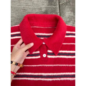 网图红色海马毛毛衣男撞色翻领条纹针织衫美式毛线衣RZ08-特P55图片