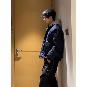 美式飞行夹克男款春季工装短款外套高街翻领棒球服图片
