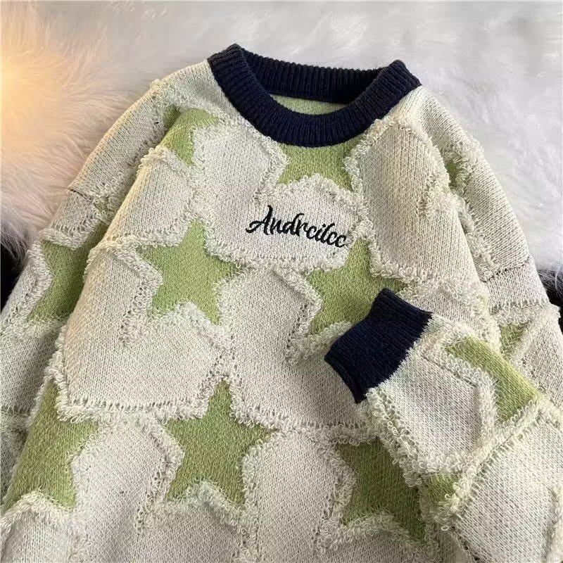 American Star Sweater Men's Women's Autumn and Winter Pullover Loose Couple Knit M55215-P52_voghion.com