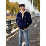 网图刺绣短款棒球服男秋冬美式夹棉外套毛呢棉衣M6037-特P118，男装棉衣，星座1007（原301D）