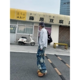 网图马赛克蓝色格子牛仔裤子男情侣裤子KZ5519-特P45，男装牛仔裤，星座1007（原301D）