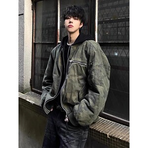 网图假两件迷彩连帽外套飞行服常规Q963-特89 夹棉款Q9633特-105图片