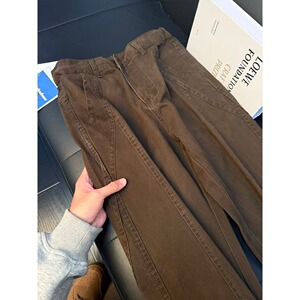 美式复古斜切牛仔裤男款秋冬水洗裤子直筒工装长裤DD357-特P45图片