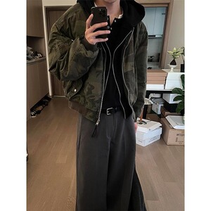 网图假两件迷彩连帽外套飞行服常规Q963-特89 夹棉款Q9633特-105图片