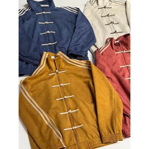 网图新中式风盘扣外套男棒球服三条杠运动开衫夹克YK991-特P58图片