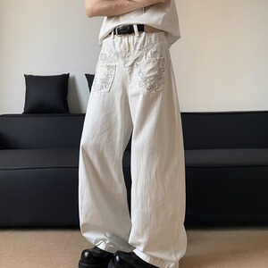 欧美高街牛仔裤男水洗老爹长裤RN6093特P50图片